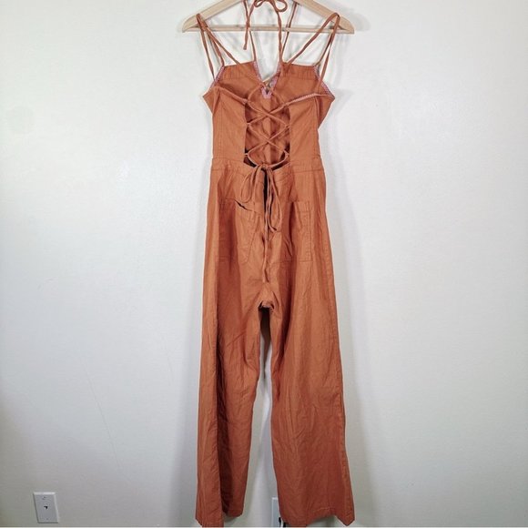 Anthropologie Maeve The Colette Strappy Jumpsuit in Cedar Orange Brown - Picture 16 of 16